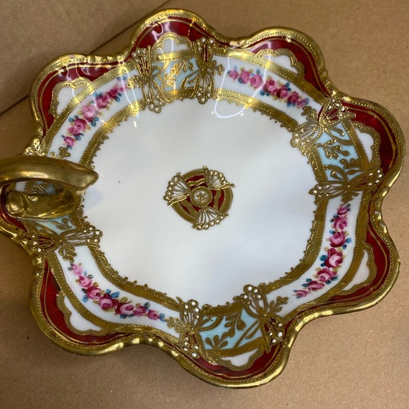EUC Antique Noritake Nippon RC Porcelain Dish with a Curled Handle Red Gold - Picture 4 of 9
